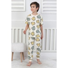 Resim Çizgi Ayı Desenli Erkek Çocuk Pijama Takımı 