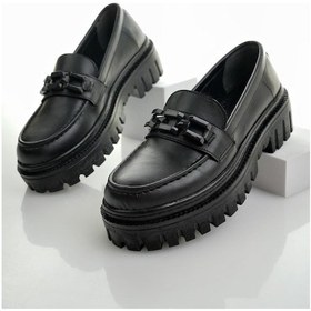 Resim Muggo Samanta Garantili Kadın Loafer Kalın Taban Tokalı Günlük Casual Makosen Ayakkabı 001 