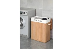 Resim Selenica 100 Litre 2 Bölmeli Bambu Çamaşır Sepeti - Doğal Şıklık ve Pratiklik Bir Arada! 