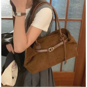 Resim Kadınlar İçin Büyük Kapasiteli PU Tote Çanta - Şık Kahverengi, Manyetik Kapatma, Yapılı Koltukaltı Tasarımı, Geniş Günlük ve Resmi El Çantası - Kore Retro Tarzı, İşe Gidiş Aksesuarı, Minimalist Estetik, Dayanıklı Yapı, Moda Aksesuarı, Ofis Profesyonelleri 