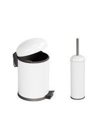 Resim Aqua Bagno Smile Klozet Fırçası + Çöp Kovası 5 Lt -2 Parça Set, Beyaz 