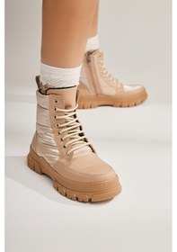 Resim Meredith Bej Fosforlu Kumaş Detaylı Bağcıklı Bot 001 