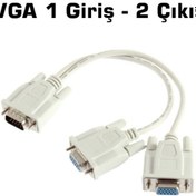 Resim Vga To 2 Vga 25 Cm Kablo-Lale Vga Kablo Vga Çoklayici 2Li Y Kablo 