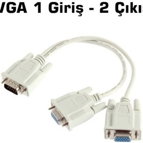 Resim Vga To 2 Vga 25 Cm Kablo-Lale Vga Kablo Vga Çoklayici 2Li Y Kablo 
