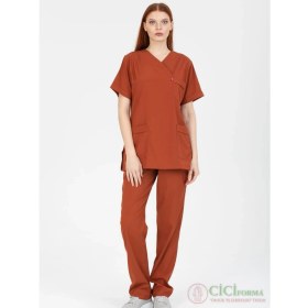 Resim Cici Forma Zarf Yaka Soft Kiremit Likralı Takımı 