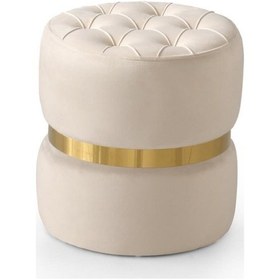 Resim Erezogullari_Mobilya Modern Dekoratif Yuvarlak Puf Kapitone Kumaş 40X42Cm 