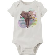 Resim Limon Unisex Beyaz Fil Baskılı Bebek Body Zıbın 