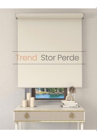 Resim Krem Stor Etek Dilimsiz Zebra Stor Güneşlik Perde Krem 