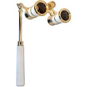 Resim Büro Ev Ofis Kamp Keyfi İçin 3x25 Beyaz Retro Pirinç Kaplı Opera Dürbünü Kamuflaj 