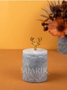 Resim MIARIK DESIGN & DEKORASYON Dekoratif Gri Mermer Pamukluk Gold Geyık Detaylı 
