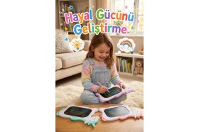 Resim Özbience Unicorn Figürlü 10 Inç LCD Dijital Yazı Tahtası Çizim Tableti 