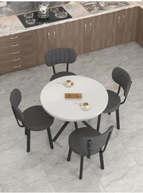 Resim Mygusi Azra Mutfak Masa Takımı 90 Cm Masa Beyaz Masa + 4 Sandalye Antrasit 