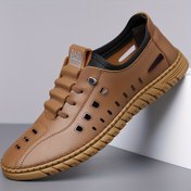 Resim Erkekler için Rahat Yazlık Spor Ayakkabılar - Kahverengi Slip-On Loafers, Bağcıklı Tasarım, Nefes Alabilen Delikler, Rahat Elastik Ayak Bileği Yaka, Dış Mekan Aktiviteleri İçin Kauçuk Taban, Spor Ayakkabılar | Rahat Loafers | Kauçuk Tabanlı Spor Ayakkabılar 
