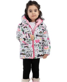 Resim Royalside Kız Çocuk Içi Polarlı Kürklü Kapüşonlu Girls Yazılı Kelebek Desenli Kışlık Şişme Mont Beyaz 