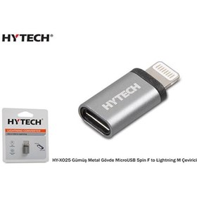 Resim Hytech Hy-Xo25 Gümüş Metal Gövde Microusb 5Pin F To Lightning M Ç 