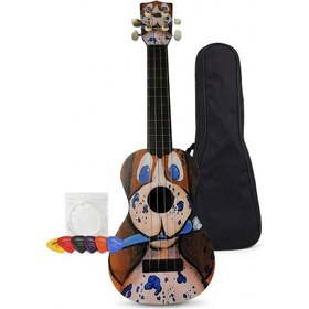Resim Soprano Ukulele Köpek Desenli Kapak 