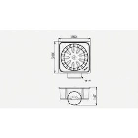 Resim Luxwares 25 x 25 Çamur Süzgeci Yer Sifonu Ø 100 Lük Yandan Çıkışlı 