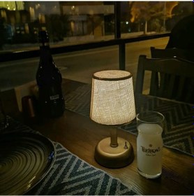 Resim Riolight Retro,rustik,vintage Ledli Pilli Abajur Gece Lambası 