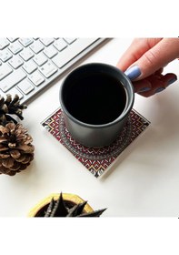 Resim Cam Bardak Altlığı Modern Şahmeran 4'lü Takım Beyaz 