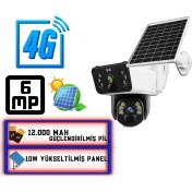 Resim Efotech 4g 12000 Mah Sim Kart Girişli Solar 6mp Güneş Enerjili Kablosuz Çift Kamera ET4G-001 