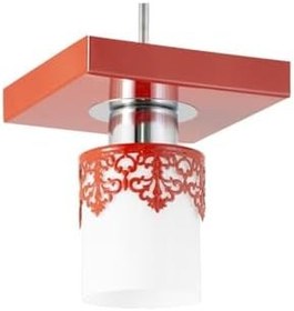 Resim Lambadar Tekli Modern Spor Model Kare Tepsi Taçlı Kırmızı Avize Nocolor-9A5A7942 Tek Ebat 3502-1Redtac 