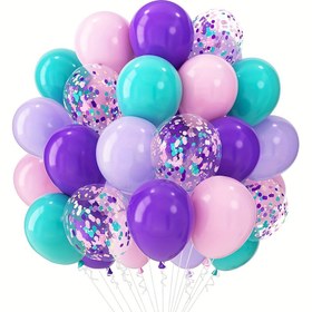 Resim 40 Adet Açık Pembe Mor Mavi Balon Seti, Denizkızı Temalı Doğum Günü Dekoru, Anneler Günü Süslemeleri, Duş Malzemeleri, Cadılar Bayramı Dekorasyonu, Etkinlik Malzemeleri, Renkli Balonlar, Temalı Parti Aksesuarları, Dayanıklı Lateks, Yüksek Kalite Partiküpler, Şenlik Dekorasyon Seti, Duş ve Parti Organizatörleri 