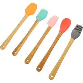 Resim Homeneeds Bambu Saplı Silikon 5 Renkli Mini Spatula Fırça 