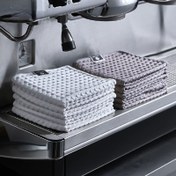 Resim 3 adet Kahve Makineleri ve Çay Dükkanları için Tüy Bırakmayan Barista Havlusu - Süt ve Dökülmeler için Emici ve Dayanıklı Temizlik Bezi - Küçük Kare Beyaz Havlu 