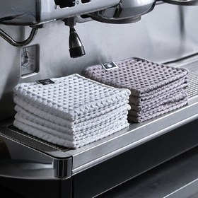 Resim 3 adet Kahve Makineleri ve Çay Dükkanları için Tüy Bırakmayan Barista Havlusu - Süt ve Dökülmeler için Emici ve Dayanıklı Temizlik Bezi - Küçük Kare Beyaz Havlu 