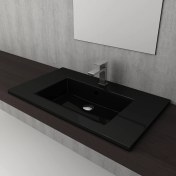 Resim Bocchi Milano Etajerli Lavabo 80 cm Parlak Siyah 