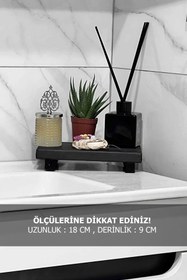 Resim Moola Siyah Ahşap Yağdanlık Yağlık Standı Altlık , Çok Amaçlı Organizer Sunumluk , Siyah Sabunluk Altlığı 