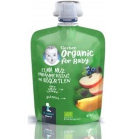 Resim Gerber Organik Muzlu Yaban Mersinli Böğürtlenli Elma Püresi 90 G 