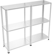 Resim Rafburada 3 Katlı Duble Galvaniz Çelik Raf. Depo, Dosya, Arşiv R 