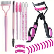 Resim Kirpik Kıvırıcı Seti - Kirpik Kıvırıcı Yedek Şeritleri, Kaş Fırçası, Maskara Fırçası ve Spiral Maskara Fırçası ile Hızlı ve Taşınabilir Kıvrık Kirpikler için Tatil Hediyesi 