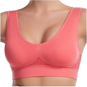 Resim Karpuz Kırmızısı Hiçbir Çelik Halka İçi Boş Örgü Havalandırma Deliği Spor Sutyeni Darbeye Dayanıklı Yoga Koşu Büyük Boy İç Çamaşırı Kadın Spor Sutyeni Karpuz Kırmızısı 