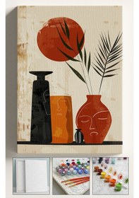Resim Sayılarla Boyama Seti Numaralı Tuval Fırça Boya Vazo Çiçek 40x50 Cm - Vazoda 2'li Yüz 