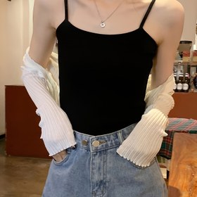 Resim Kadınlar için Seksi İnce Askılı Kolsuz Tank Top - Yüksek Esneklik, Düz Renk Katmanlama Temeli, Her Mevsim İçin Uygun, Makinede Yıkanabilir, Günlük Giyim, Zarif Sadelik, Pürüzsüz Dokusu 