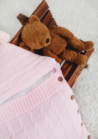 Resim tinykiddesign Bebek Kundağı Pembe Örgülü Içi Peluş Örgülü Yenidoğan Kundak Istediğiniz Ismi Nakışla Yazıyoruz 