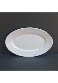 Resim 4 Adet Standart Melamin Oval Kayık Tabak Orta Salata Tabağı 34x22 Cm - Beyaz Beyaz 