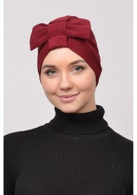 Resim Altobeh Fiyonklu Çift Yönlü Çapraz Tesettür Bone - Bordo Bordo 