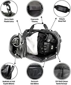 Resim MuscleCloth Elite Duffel Bag Silindir Spor Çanta Siyah 