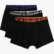 Resim 3'lü Boxer Seti Slogan Baskılı 