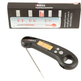 Resim IGRILL Et Termometresi Waterproof Dijital Hızlı Isı Ölçer (Siyah) 