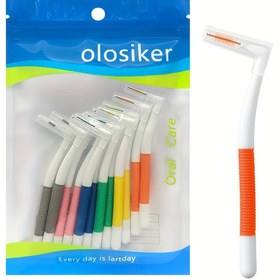 Resim Diş Temizliği için 6 Boyutlu Diş İpi Seçenekli 12'li Paket Çift Renk Paslanmaz Çelik L Şeklinde Interdental Fırça Kürdan Seti 