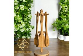 Resim Feyza Design Bambu Mutfak Seti 7 Parça, Tava, Tencere ve Kaşıkler 