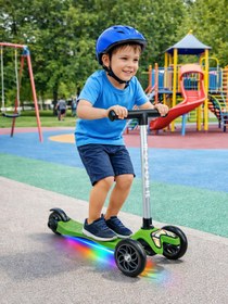 Resim Tois ColorWase Led Işıklı 4 Kademe Ayarlanabilir 3 Tekerlekli Scooter - Yeşil - Yeşil / Standart 