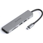 Resim Dark USB 3.1 Type-C 6 in 1 HDMI / TF SD Kart Okuyucu / USB 3.0 & USB 2.0 / USB-C PD Dönüştürücü Çevirici HUB (DK-AC-U31X38) 