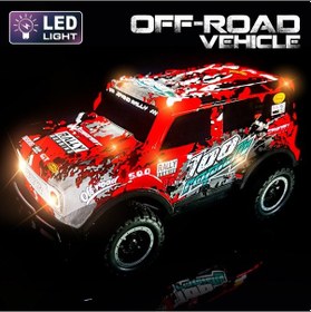 Resim Full Fonksiyon Led Işıklı Gövde 1:24 Off Road Şarjlı Uzaktan Kumandalı Yarış Arabası - Kırmızı 