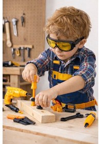 Resim Oyuncak Tamir Seti Marangoz Seti Gözlüklü, Matkaplı Çocuk Tamir Oyuncağı 