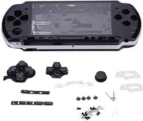 Resim PSP 3000 için tam Konut Durumda Değiştirme Kabuk Kapak Arka Onarım Parçaları PSP 3000 Sistemi Siyah 